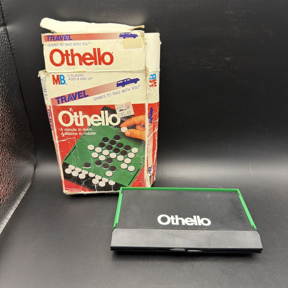 Pocket Othello Board Pieces Travel Size Vintage 1986 - With 59/64 Pieces